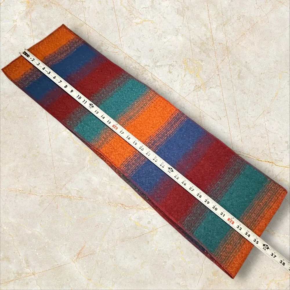 Infinity‎ Scarf Striped Multicolor Loop Scarf Teal Burgundy Orange Soft Knit